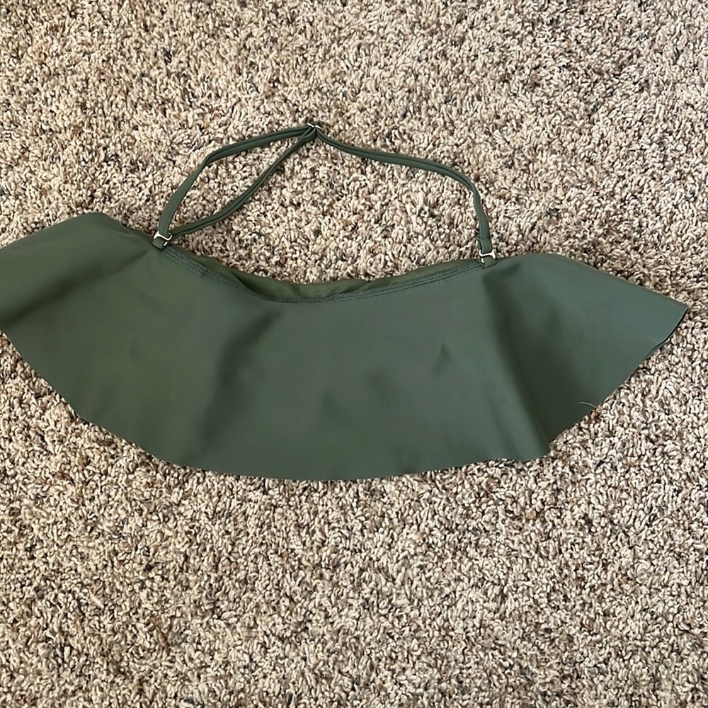 Army green strapless swim top